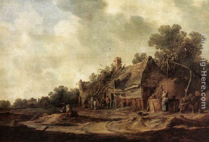 Jan van Goyen Peasant Huts with a Sweep Well
